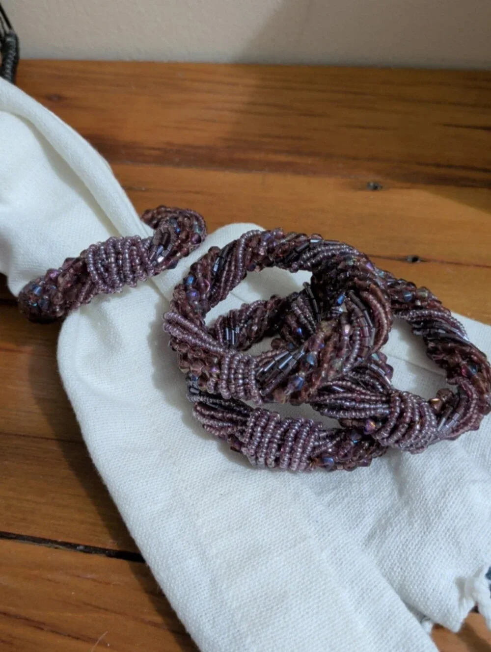 Glass Beaded Napkin Rings Set of 4